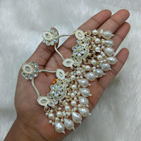 Lucentarts Jewellery Gold Plated Kundan And Beads Meenakari Dangler Earrings