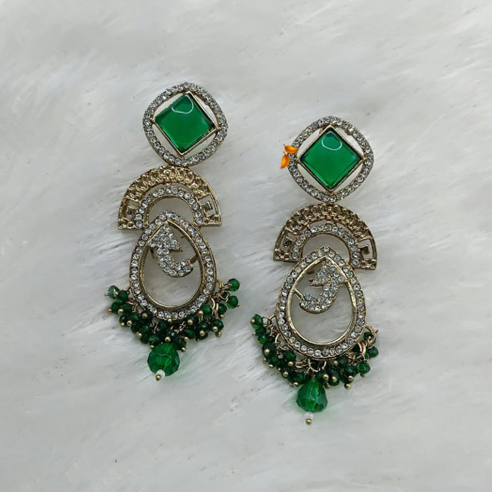Lucentarts Jewellery Gold Plated Austrain Stone And Beads Dangler Earrings