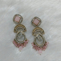 Lucentarts Jewellery Gold Plated Austrain Stone And Beads Dangler Earrings