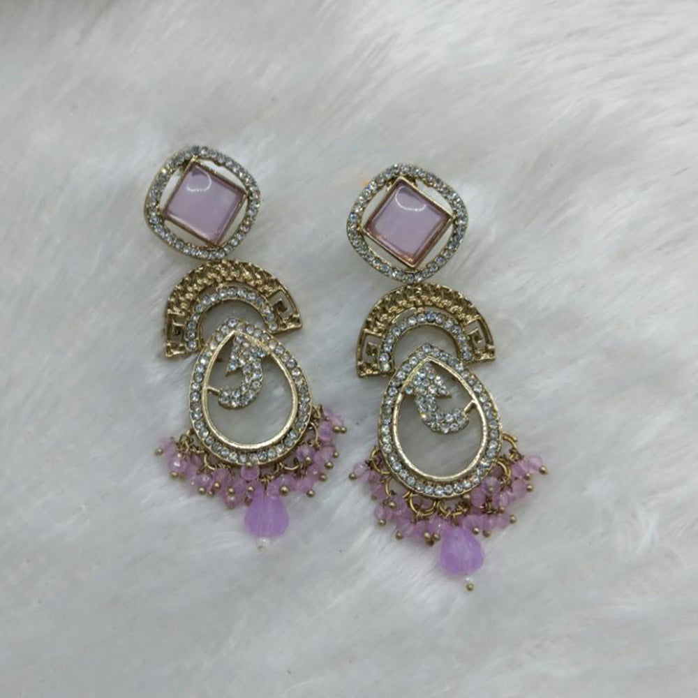 Lucentarts Jewellery Gold Plated Austrain Stone And Beads Dangler Earrings