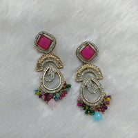 Lucentarts Jewellery Gold Plated Austrain Stone And Beads Dangler Earrings