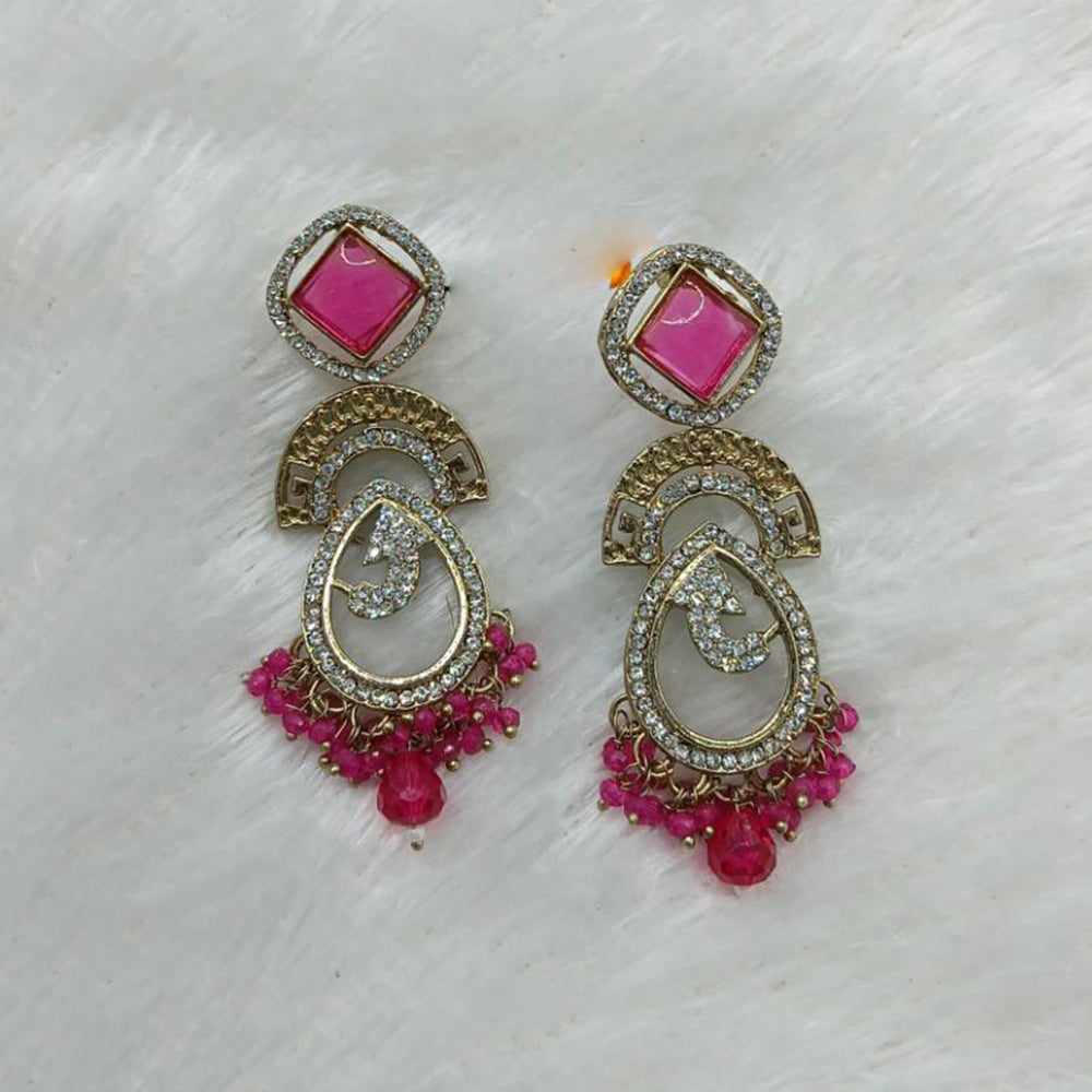 Lucentarts Jewellery Gold Plated Austrain Stone And Beads Dangler Earrings