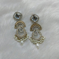 Lucentarts Jewellery Gold Plated Austrain Stone And Beads Dangler Earrings