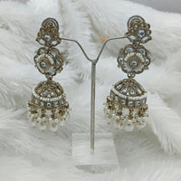 Lucentarts Jewellery Gold Plated Kundan And Pearls Jhumki Earrings 