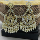 Lucentarts Jewellery Gold Plated Kundan And Pearls Dangler Earrings 