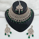 Lucentarts Jewellery Rose Gold Plated Austrain Stone And Beads Choker Necklace Set 
