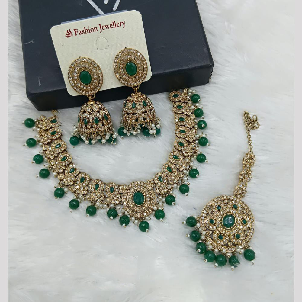 Lucentarts Jewellery Gold Plated Austrain Stone And Beads Necklace Set