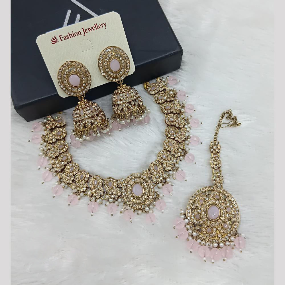 Lucentarts Jewellery Gold Plated Austrain Stone And Beads Necklace Set