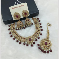 Lucentarts Jewellery Gold Plated Austrain Stone And Beads Necklace Set