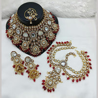 Lucentarts Jewellery Gold Plated Kundan Stone And Meenakari Semi Bridal Necklace Set