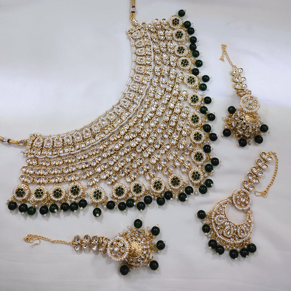 Lucentarts Jewellery Gold Plated Kundan Beads And Pearl Necklace Set
