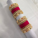 Lucentarts Jewellery Gold Plated Pota Stone And Pearl Meenakari Bangles Set
