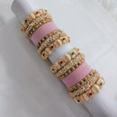 Lucentarts Jewellery Gold Plated Pota Stone And Pearl Meenakari Bangles Set