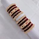 Lucentarts Jewellery Gold Plated Pota Stone And Pearl Meenakari Bangles Set