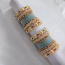 Lucentarts Jewellery Gold Plated Pota Stone And Pearl Meenakari Bangles Set