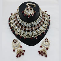 Lucentarts Jewellery Gold Plated Kundan Pearl And Beads Necklace Set