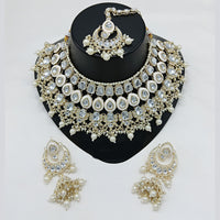 Lucentarts Jewellery Gold Plated Kundan Pearl And Beads Necklace Set
