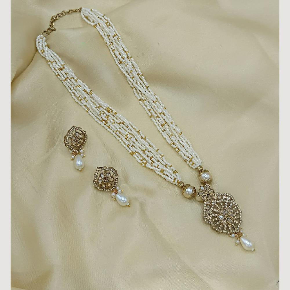 Lucentarts Jewellery Luxury Crystal & Pearl Long Necklace Set