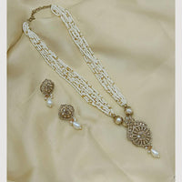 Lucentarts Jewellery Luxury Crystal & Pearl Long Necklace Set 