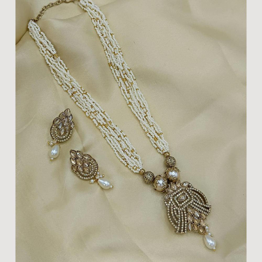 Lucentarts Jewellery Luxury Crystal & Pearl Long Necklace Set