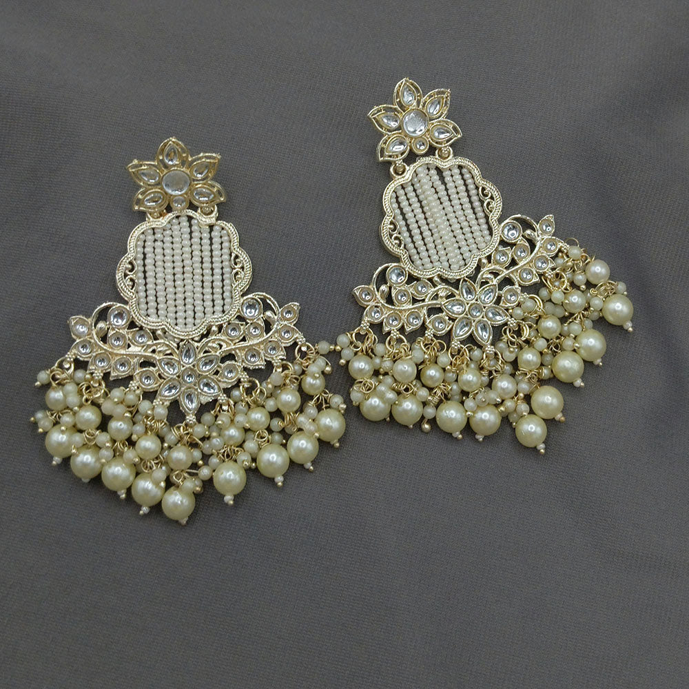 Lucentarts Jewellery Kundan Pearl Dangler Earrings