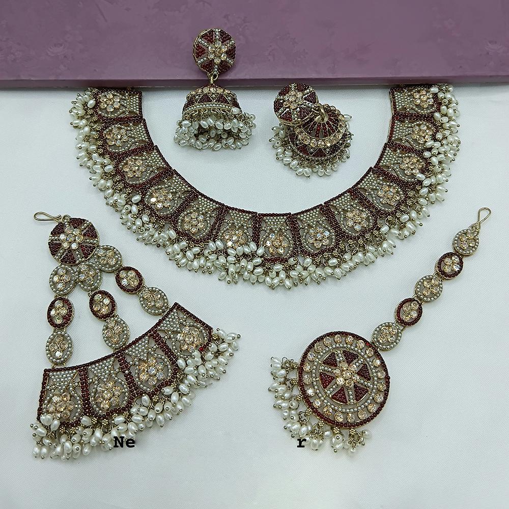 Lucentarts Jewellery Austrian Stone Pearl And Beads Necklace Set