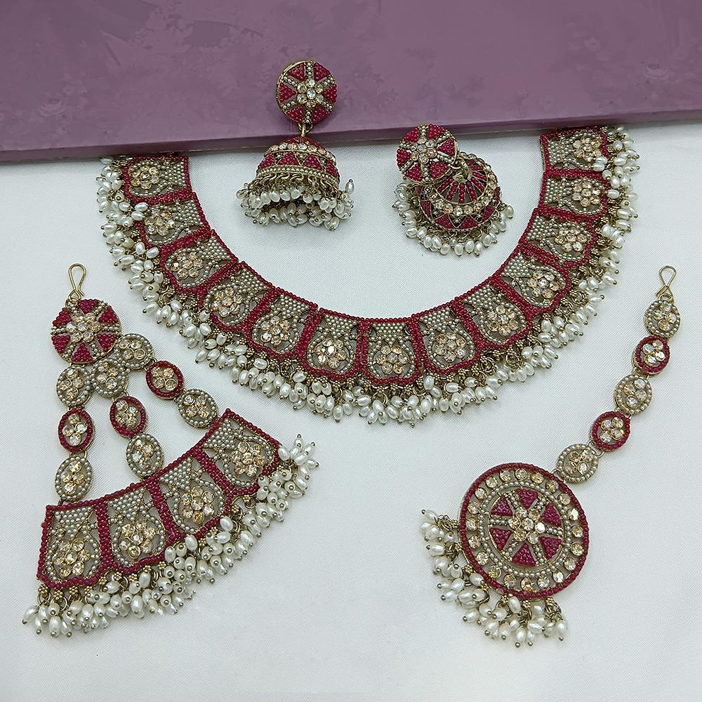 Lucentarts Jewellery Austrian Stone Pearl And Beads Necklace Set