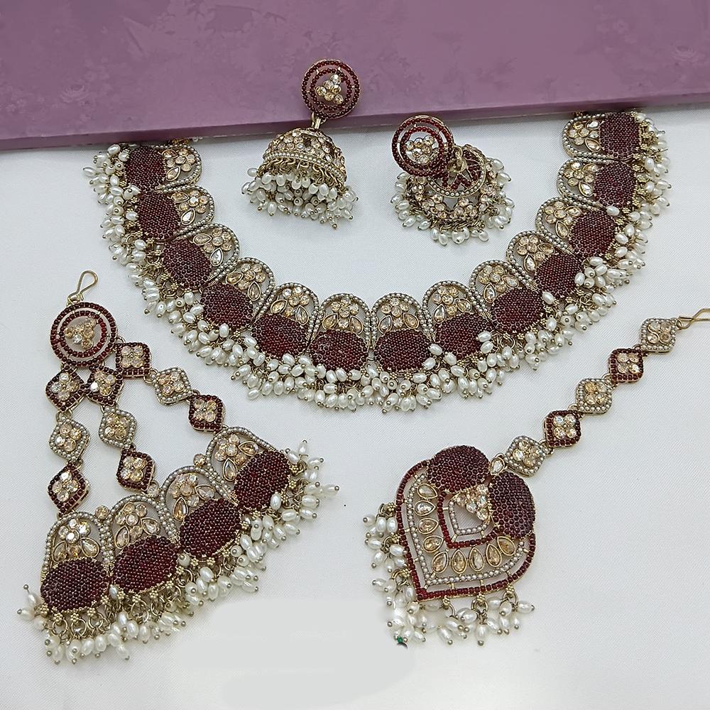 Lucentarts Jewellery Austrian Stone Pearl And Beads Necklace Set