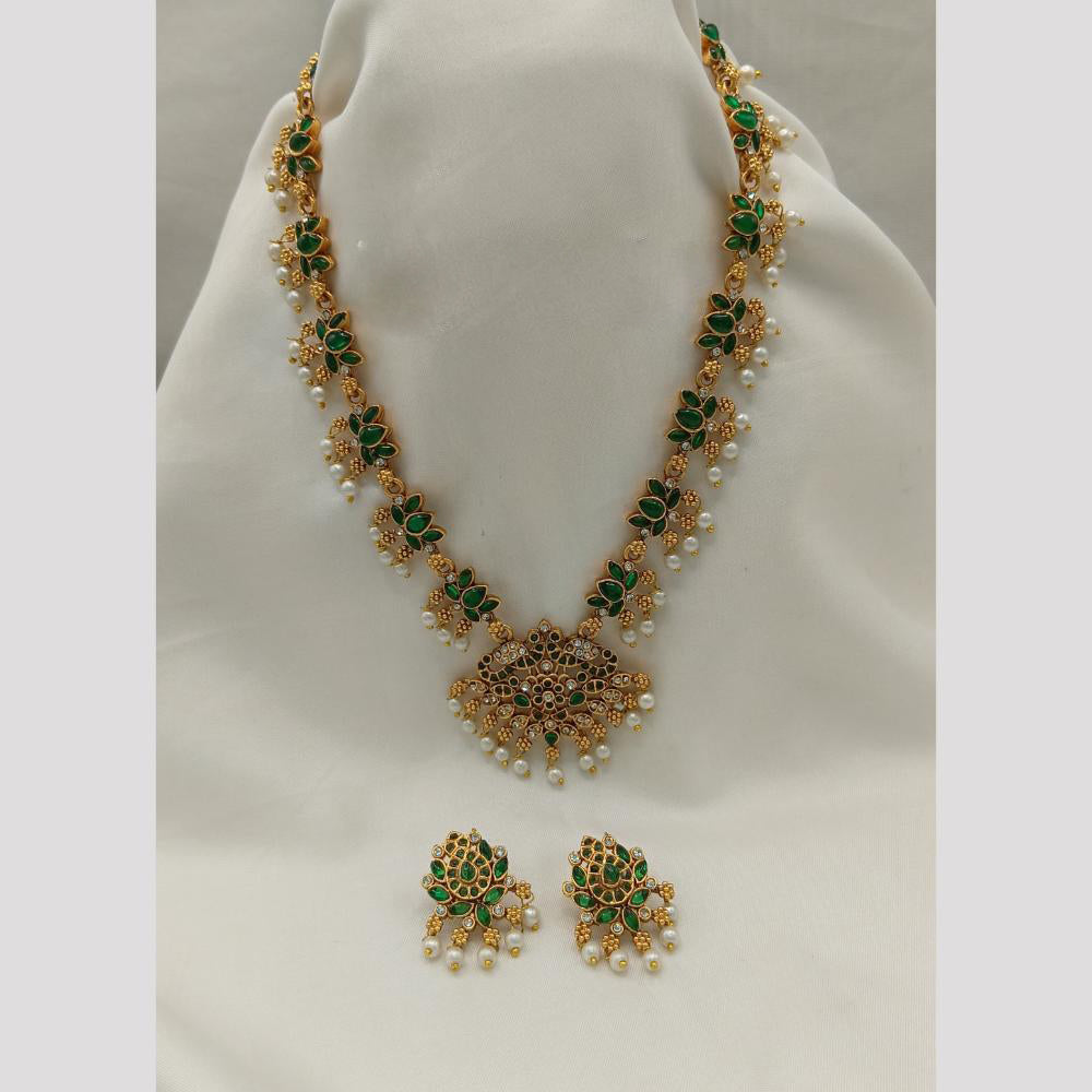 Lucentarts Jewellery Austrian Stone And Kundan Pearl Long Necklace Set