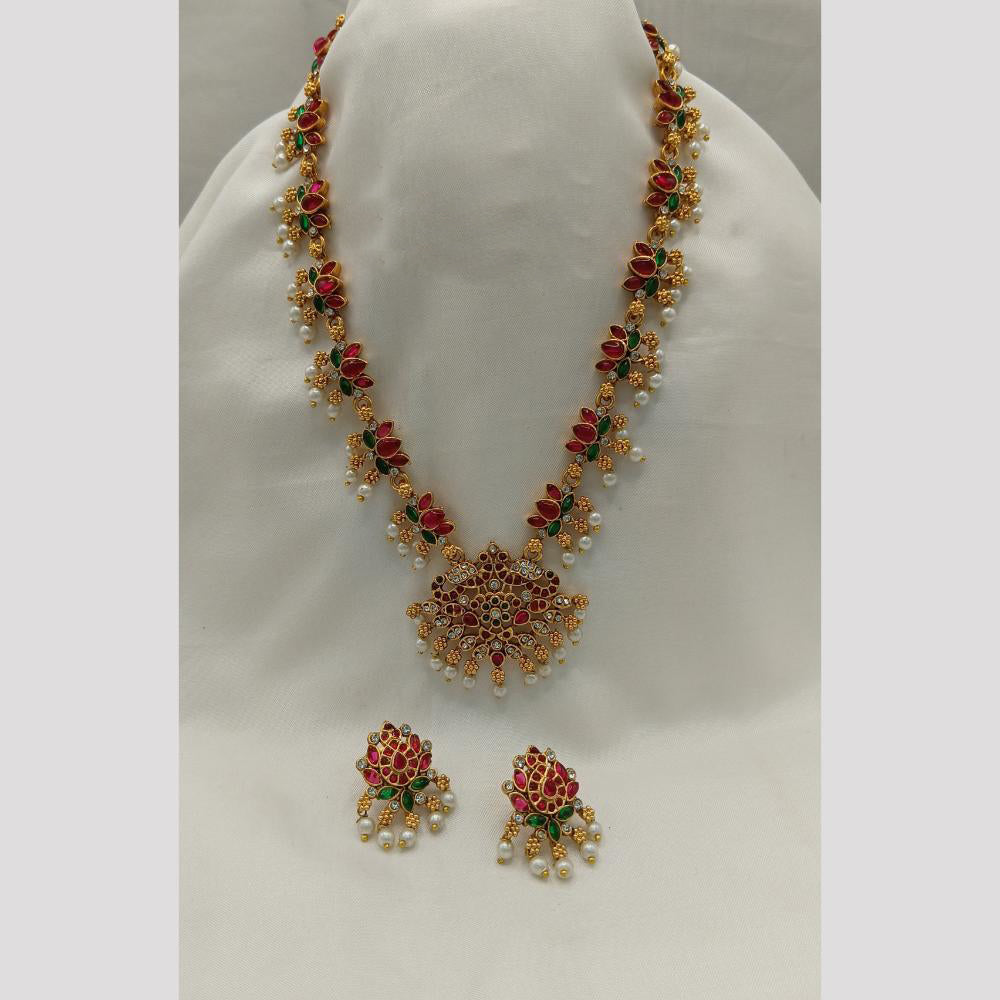 Lucentarts Jewellery Austrian Stone And Kundan Pearl Long Necklace Set