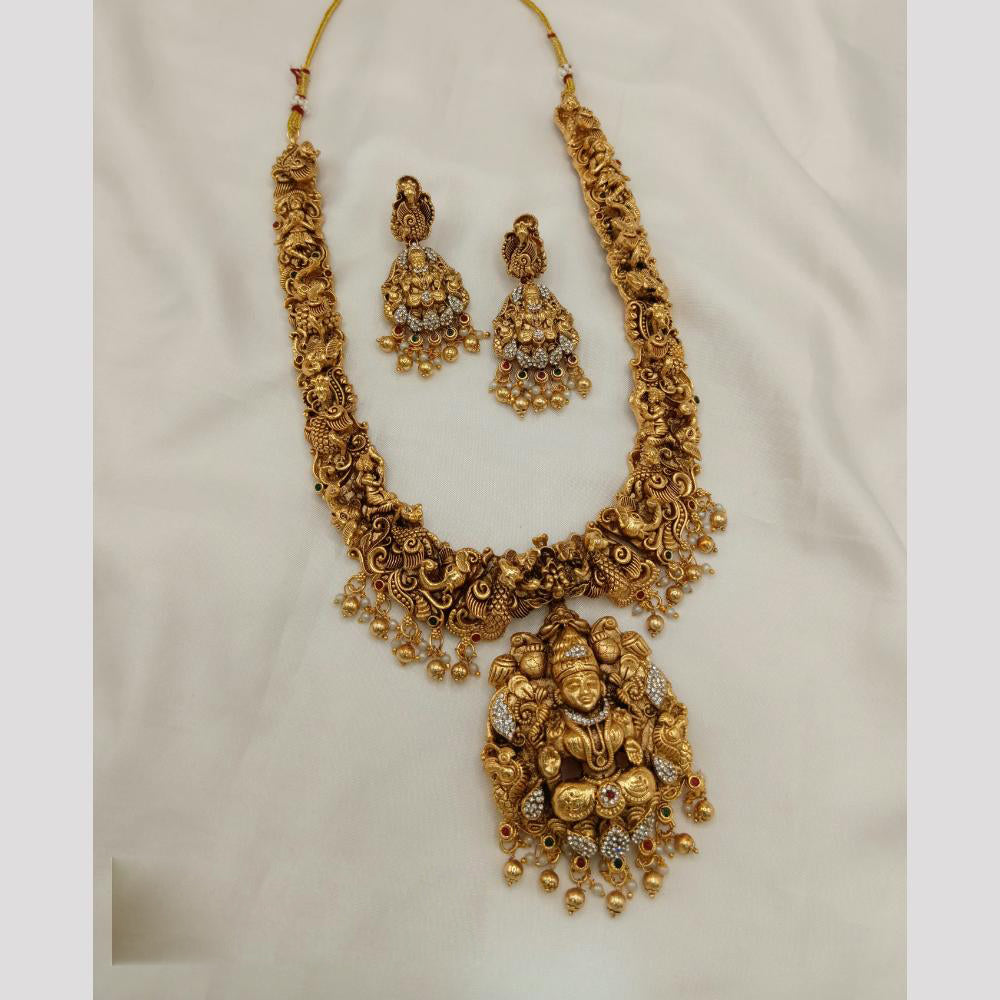 Lucentarts Jewellery Austrian Stone And Pota Pearl Temple Necklace Set