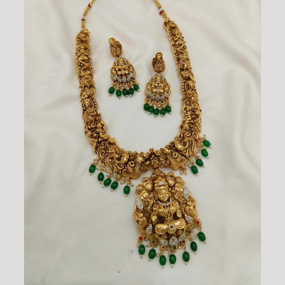 Lucentarts Jewellery Austrian Stone And Pota Pearl Temple Necklace Set