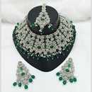 Lucentarts Jewellery Rhodium Austrian Stone And Pearl Beads Choker Necklace Set 