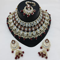Lucentarts Jewellery Gold Plated Kundan Stone And Pearl Meenakari Necklace Set