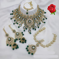 Lucentarts Jewellery Ethnic Gold Plated Kundan Stone And Meenakari Semi Bridal Necklace Set