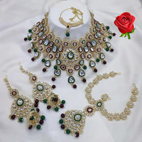 Lucentarts Jewellery Ethnic Gold Plated Kundan Stone And Meenakari Semi Bridal Necklace Set