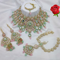Lucentarts Jewellery Ethnic Gold Plated Kundan Stone And Meenakari Semi Bridal Necklace Set