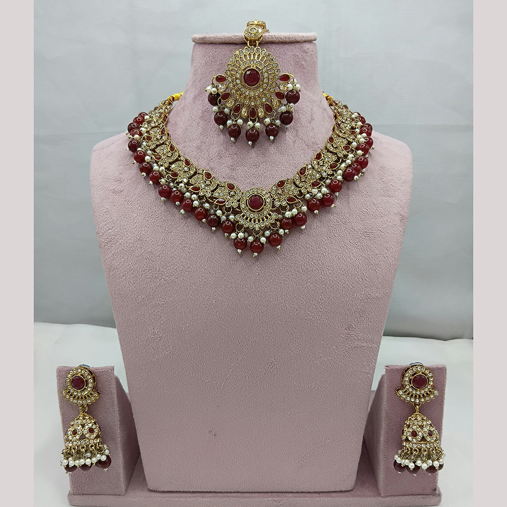 Lucentarts Jewellery Gold Plated Traditional Kundan and Pearl Necklace Set