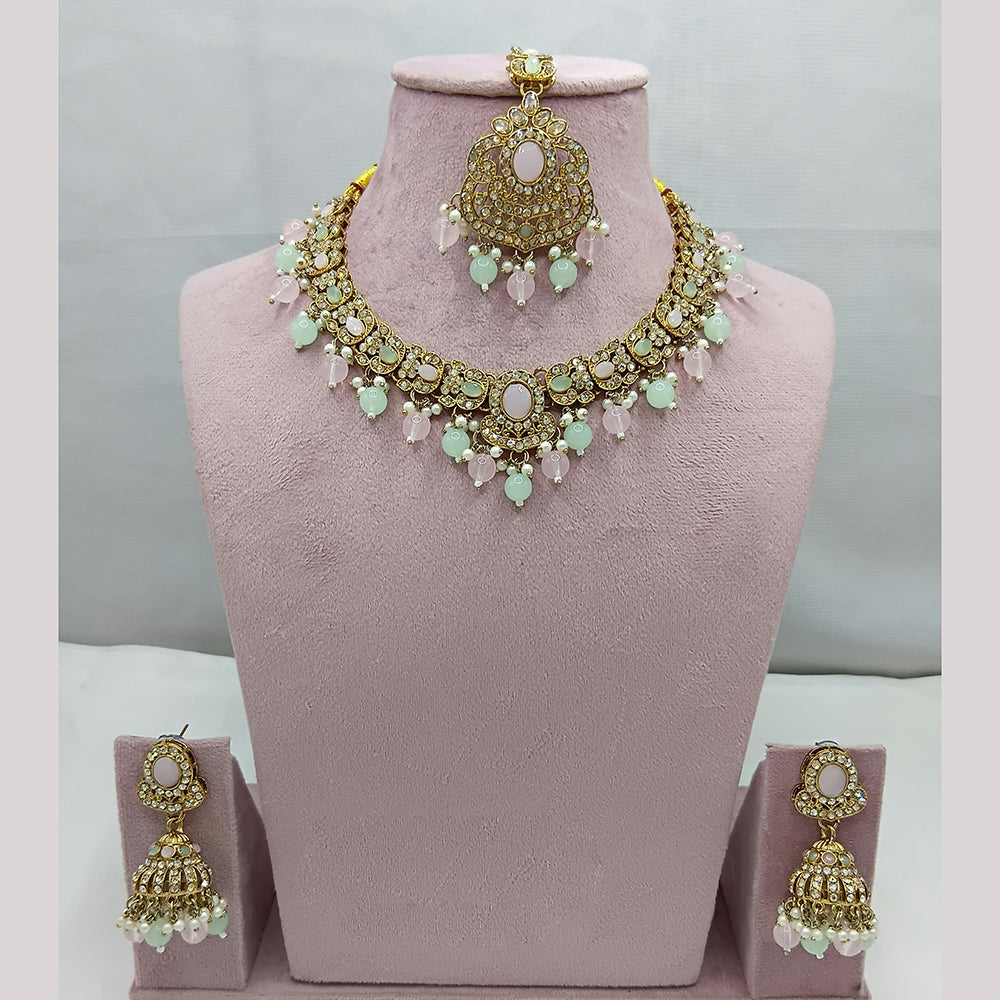 Lucentarts Jewellery Gold Plated Traditional Kundan and Pearl Necklace Set