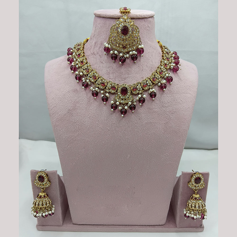 Lucentarts Jewellery Gold Plated Traditional Kundan and Pearl Necklace Set