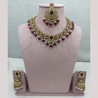 Lucentarts Jewellery Gold Plated Traditional Kundan and Pearl Necklace Set