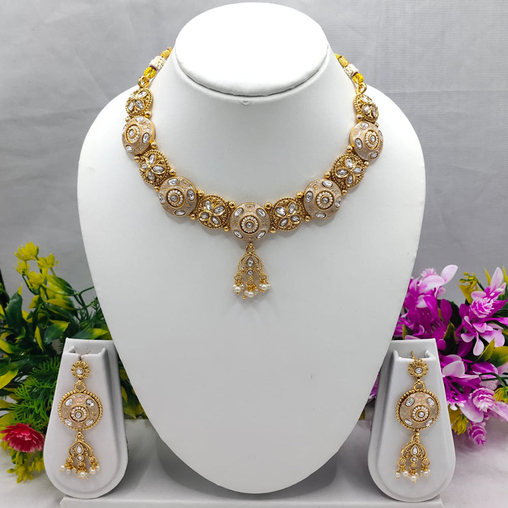 Lucentarts Jewellery Color And Grace Pota And Pearl Meenakari Fusion Necklace Set