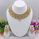Lucentarts Jewellery  Heritage Shine Pota Stone And Pearl Crafted Necklace Set