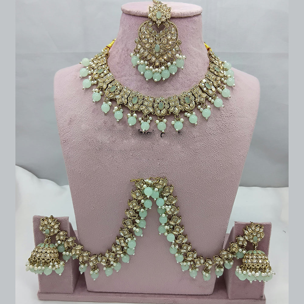 Lucentarts Jewellery Crystal Necklace with Delicate Pearl Drops & Beaded Elegance