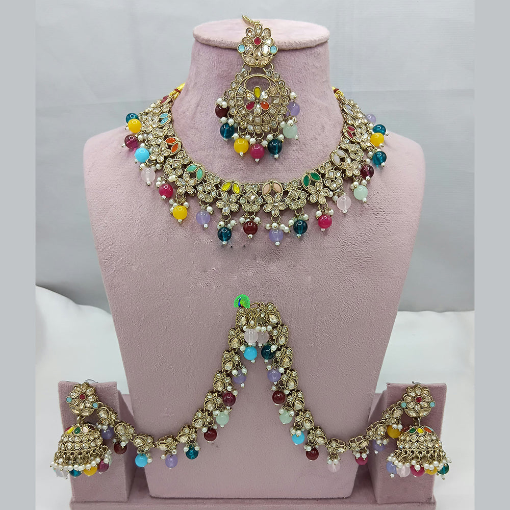 Lucentarts Jewellery Crystal Necklace with Delicate Pearl Drops & Beaded Elegance