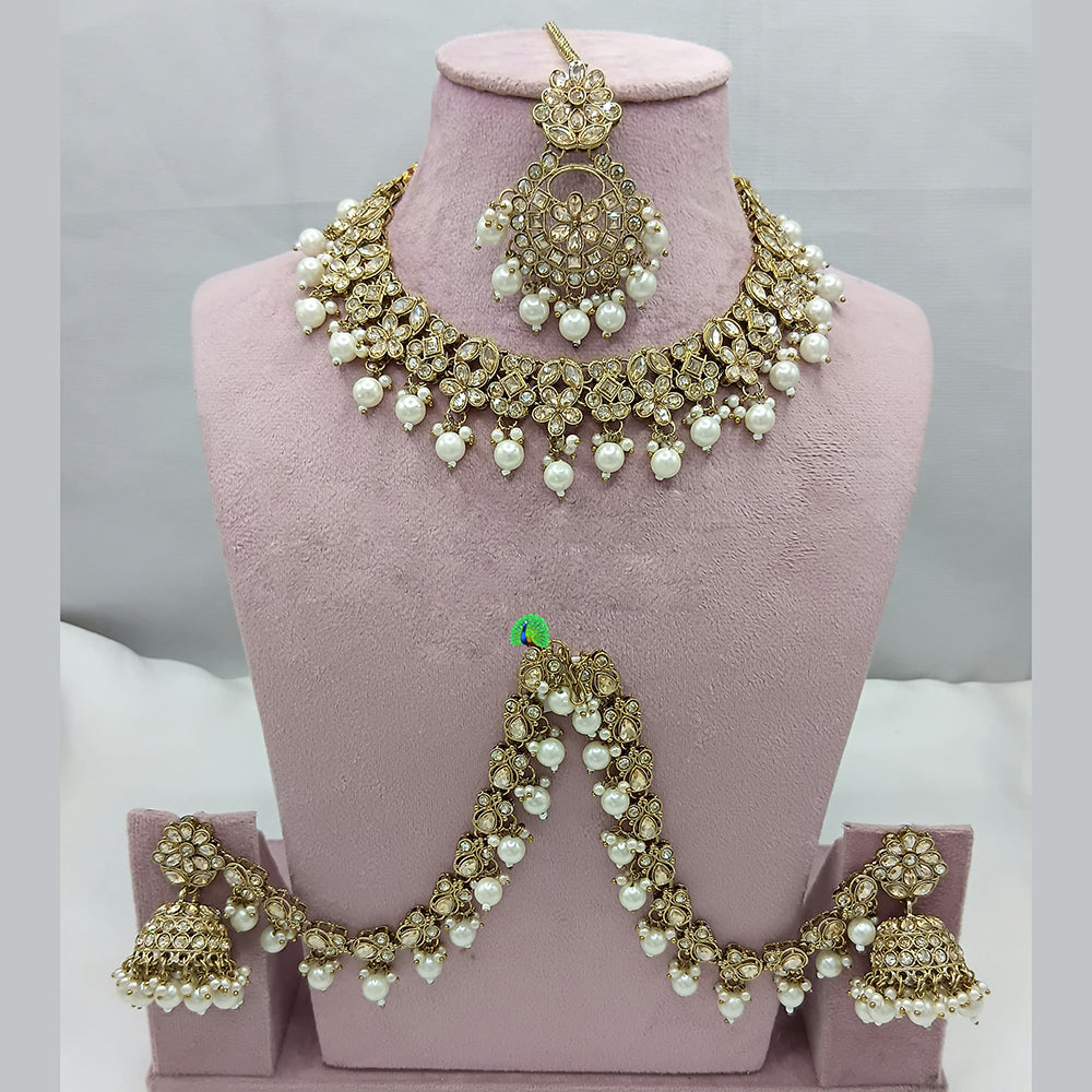 Lucentarts Jewellery Crystal Necklace with Delicate Pearl Drops & Beaded Elegance