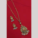Lucentarts Jewellery Heritage Inspired Pota Stone And Pearl Temple Long Necklace Set