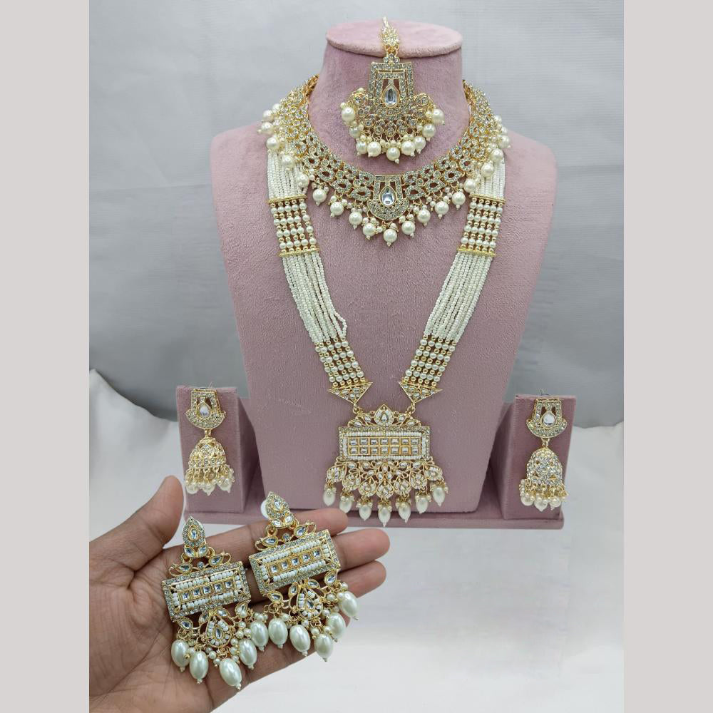 Lucentarts Jewellery Designer Kundan And Austrian Stone Double Necklace Set