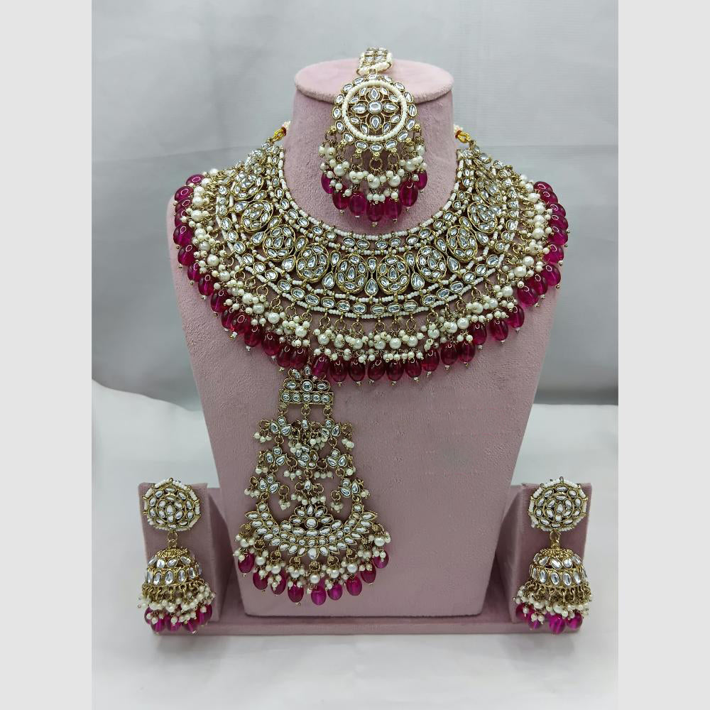 Lucentarts Jewellery Gold Plated Traditional Kundan and Pearl Necklace Set