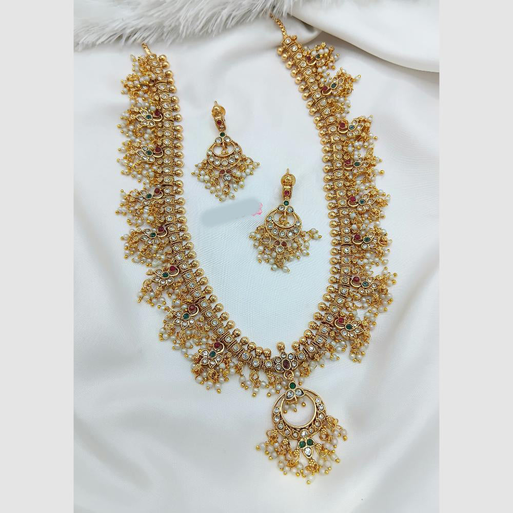 Lucentarts Jewellery Austrian Stone Pearl And Beads Necklace Set